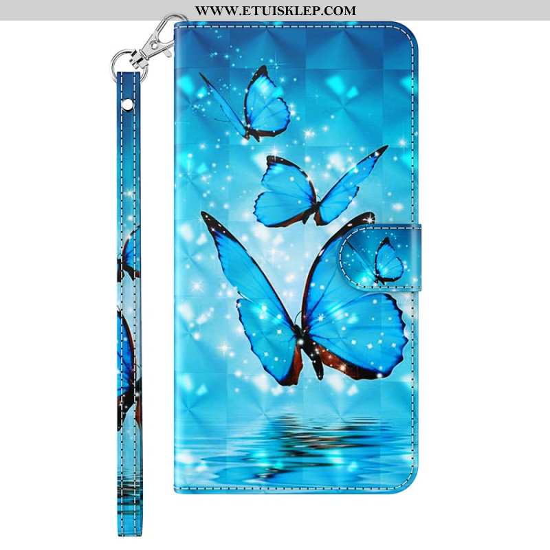 Etui Folio do iPhone 15 Pro Max z Łańcuch Motyle 3d Ze Smyczą